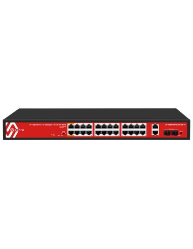 SAFIRE SWITCH HI-POE - 24 PUERTOS POE + 2 SFP + 2 RJ45 - VELOCIDAD DE PUERTOS GIGABIT 10/100/1000MBPS - 22 PUERTOS POE+ 30W + 2