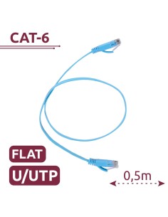 CABLE UTP FLAT - ETHERNET - CONECTORES RJ45 - CATEGORÍA 6 - 0,5 M - COLOR AZUL