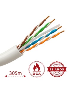CABLE UTP RÍGIDO LIBRE DE HALÓGENOS - CATEGORÍA 6 - CUMPLE CON 90M FLUKE TEST - CONDUCTOR OFC, PUREZA 99.9% COBRE - ROLLO DE 305