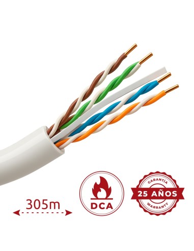 CABLE UTP RÍGIDO LIBRE DE HALÓGENOS - CATEGORÍA 6 - CUMPLE CON 90M FLUKE TEST - CONDUCTOR OFC, PUREZA 99.9% COBRE - ROLLO DE 305