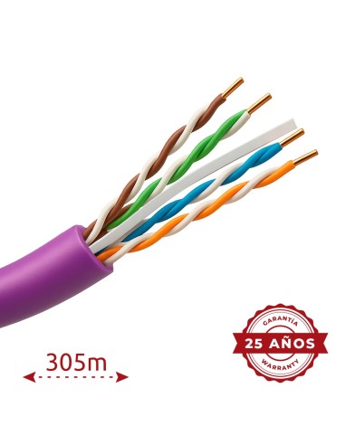 CABLE UTP RÍGIDO LIBRE DE HALÓGENOS - CATEGORÍA 6 - CUMPLE CON 90M FLUKE TEST - CONDUCTOR OFC, PUREZA 99.9% COBRE - ROLLO DE 305