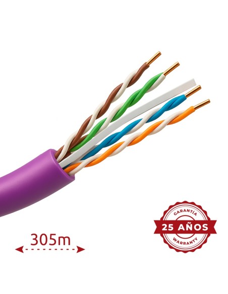 CABLE UTP RÍGIDO LIBRE DE HALÓGENOS - CATEGORÍA 6 - CUMPLE CON 90M FLUKE TEST - CONDUCTOR OFC, PUREZA 99.9% COBRE - ROLLO DE 305