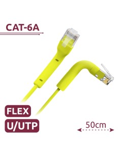 CÂBLE UTP FLEXIBLE - ETHERNET - CONNECTEURS RJ45 - CATÉGORIE 6A - 0,5 M - JAUNE