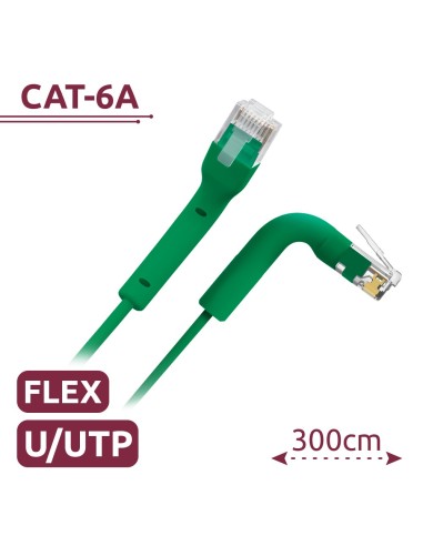 CABO UTP FLEXÍVEL - ETHERNET - CONECTORES RJ45 - CATEGORIA 6A - 3 M - COR VERDE