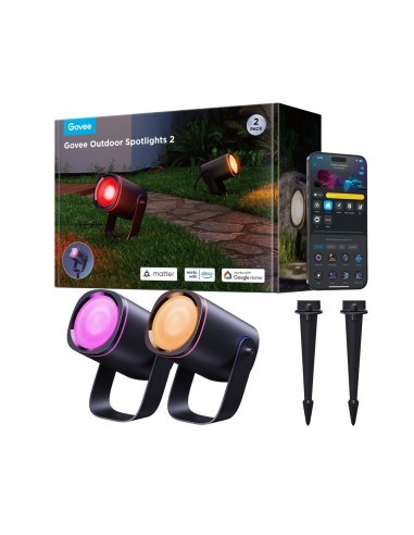 GOVEE PACK 2 FOCOS LED - WI-FI 2.4 GHZ + BLUETOOTH  - COLOR SEGMENTADO + BLANCO CÁLIDO/FRÍO - INTENSIDAD 700 LÚMENES - MATTER /