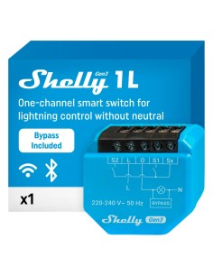 SHELLY 1L GEN3 - WIFI 2.4 GHZ IEEE802.11 B/G/N / BLUETOOTH -  INTERRUPTOR INTELIGENTE / SIN NEUTRO - SOPORTA 220-240 V~50HZ - BY