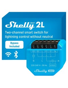 SHELLY 2L GEN3 - WIFI 2.4 GHZ IEEE802.11 B/G/N / BLUETOOTH -  INTERRUPTOR INTELIGENTE / SIN NEUTRO - SOPORTA 220-240 V~50HZ - BY