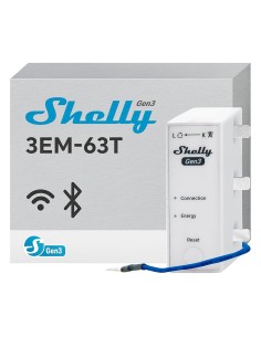 SHELLY 3EM-63T GEN3 - WIFI 2.4 GHZ / BLUETOOTH - MEDIDOR DE CONSUMO - SOPORTA 110-230 V - IDEAL PARA VIVIENDAS - COMPATIBLE CON