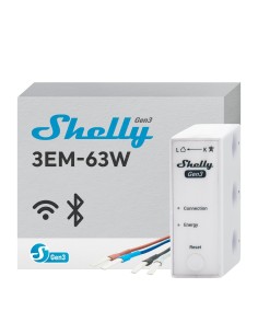 SHELLY 3EM-63W GEN3 - WIFI 2.4 GHZ / BLUETOOTH - MEDIDOR DE CONSUMO - SOPORTA 220-240 V - IDEAL PARA VIVIENDAS - COMPATIBLE CON