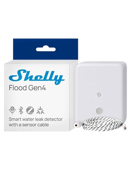 SHELLY FLOOD GEN4 - WIFI 2.4 GHZ / BLUETTOH / ZIGBEE / MATTER - SENSOR DE INUNDACIÓN - PILAS 4X AA - APTO PARA DOMÓTICA DE VIVIE