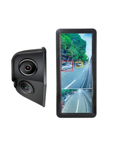 KIT DE RETRO VISIÓN IZQUIERDO - CÁMARA RETRO VISIÓN Y ÁNGULO MUERTO - DETECCIÓN POR IA DE PEATONES Y MOTOS - GRABACIÓN EN MONITO