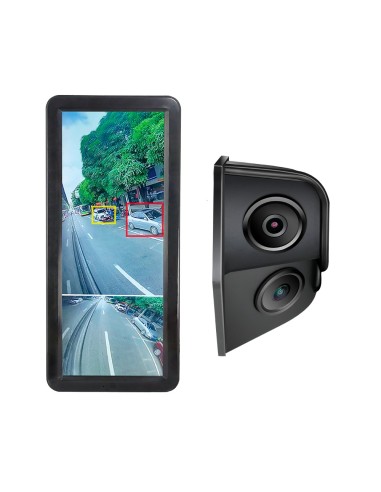 KIT DE RETRO VISIÓN DERECHO - CÁMARA RETRO VISIÓN Y ÁNGULO MUERTO - DETECCIÓN POR IA DE PEATONES Y MOTOS - GRABACIÓN EN MONITOR