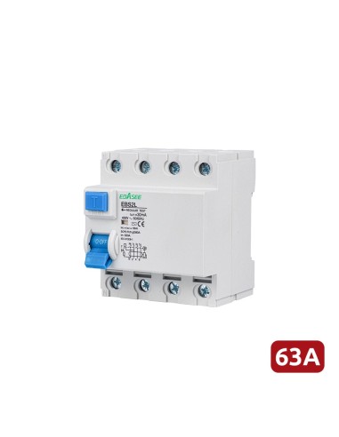 INTERRUPTOR DIFERENCIAL - CORRIENTE NOMINAL 63A - 4 POLOS (INSTALACIONES TRIFÁSICAS) - SENSIBILIDAD 30MA - TIPO DE DISPARO A - P