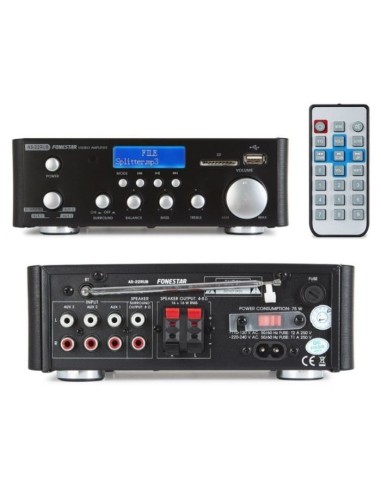 PACK EQUIPO DE SONIDO FONESTAR AS-22RUB + PAREJA DE ALTAVOCES FONESTAR AMBIENT-20