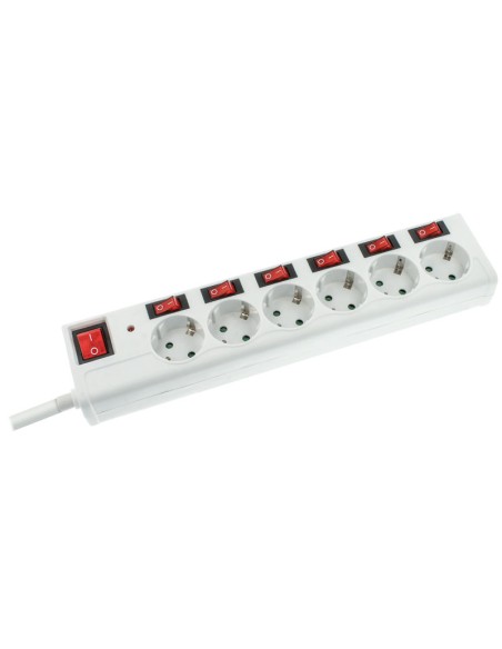 REGLETA DE 1E:6S SCHUKO CON INTERRUPTORES INDIVIDUALES MEL052