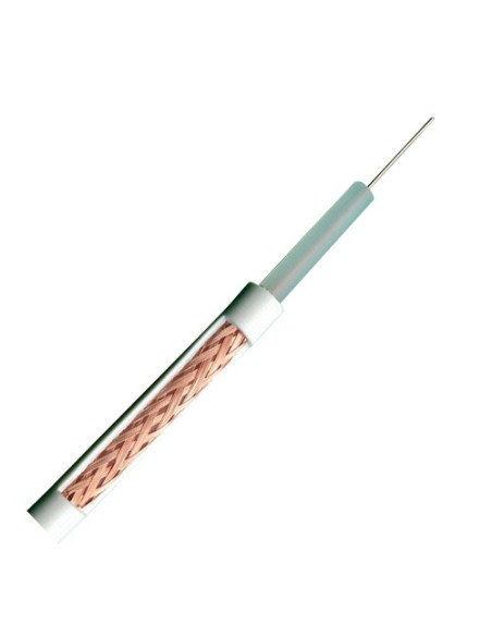 CABLE COAXIAL MICRO RG59 - VÍDEO - ROLLO DE 100 METROS - CUBIERTA COLOR BLANCO - DIÁMETRO EXTERIOR 3.5 MM - BAJAS PÉRDIDAS