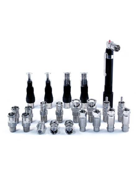 KIT COMPROBADOR DE CONEXIONES COXAIALES CON 21 ADAPTADOR TESNT3200