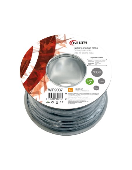 CABLE TELEFÓNICO PLANO 6 HILOS NEGRO, 10