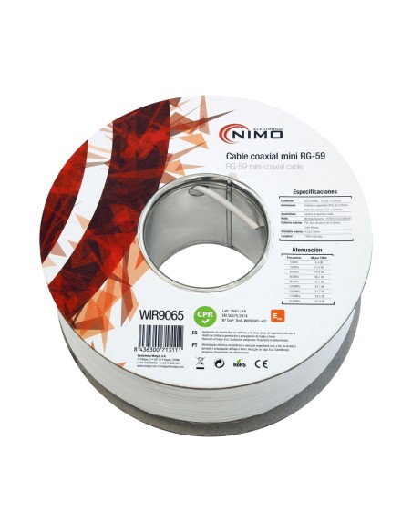 CABLE MINI RG59 75 OHM BLANCO, 100M WIR9065
