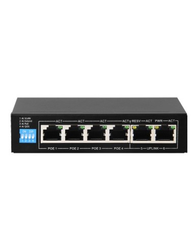 SWITCH POE - 4 PUERTOS POE + 2 UPLINK RJ