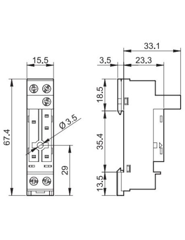 ZOCALO RELE 1C CARRIL BORNES 5MM 9563 SMA