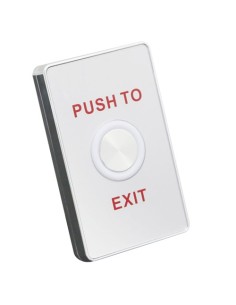 BOTÓN DE SALIDA - TIPO PIEZOELÉCTRICO CON LED - APTO PARA EXTERIOR IP65 - NO/COM | SUPERFICIE - MEDIDAS 114 (AL) X 70 (AN) X 16