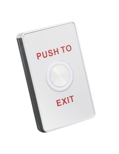 BOTÓN DE SALIDA - TIPO PIEZOELÉCTRICO CON LED - APTO PARA EXTERIOR IP65 - NO/COM | SUPERFICIE - MEDIDAS 114 (AL) X 70 (AN) X 16