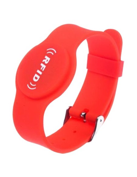 PULSERA DE PROXIMIDAD - ID POR RADIOFRECUENCIA - EM PASIVO | COLOR ROJO - BAJA FRECUENCIA 125 KHZ - CORREA AJUSTABLE POR PUNTOS
