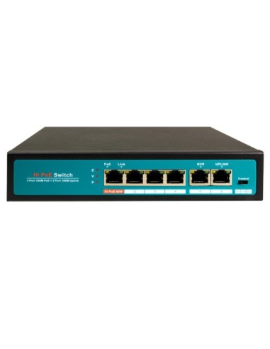 SWITCH POE - 4 PUERTOS POE + 2 UPLINK -