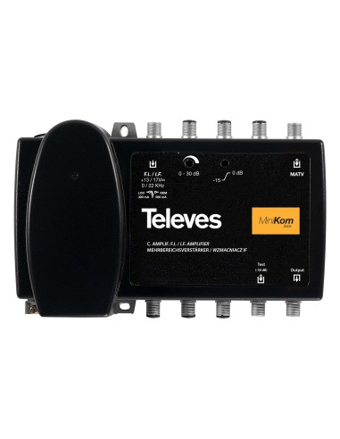 Televes 5363 - Amplificador Multibanda de 2 Entradas (VHF / UHF-SAT) para Sistemas SMATV 2150 mHz, Amplifica la Banda SAT y la M