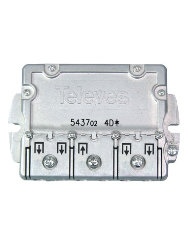 Televes 543702 - Repartidor EMC 4D, Acero Inoxidable, 1 unidad