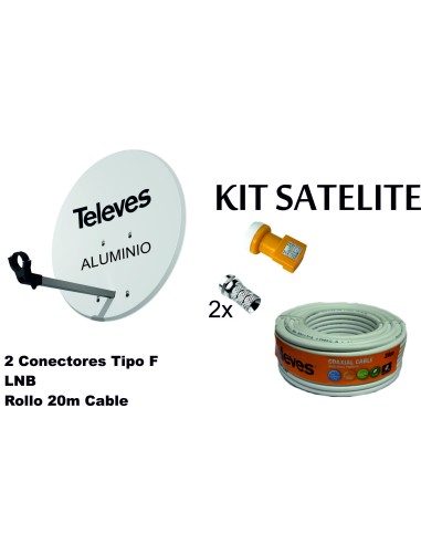 KIT ANTENA PARABOLICA ALUMINIO 63CM TELE