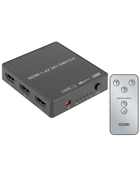 CONMUTADOR HDMI SWITCH 3E:1S, CON MANDO A DISTANCIA ACTVH003