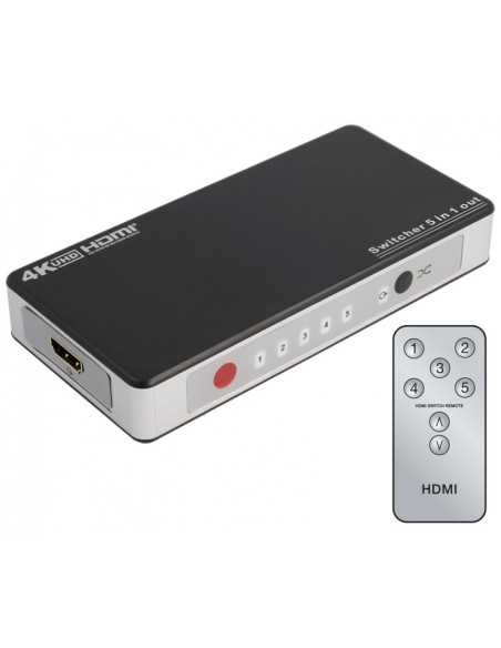 CONMUTADOR HDMI SWITCH 5E:1S, CON MANDO A DISTANCIA ACTVH005