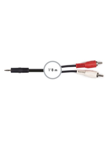 CABLE AUDIO JACK 3'5 MM A 2 RCA, 1'8 M F