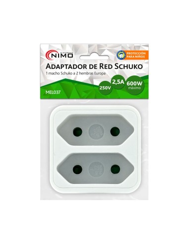 ADAPTADOR DE RED 1 MACHO SCHUKO A 2 HEMBRAS EUROPA MEL037