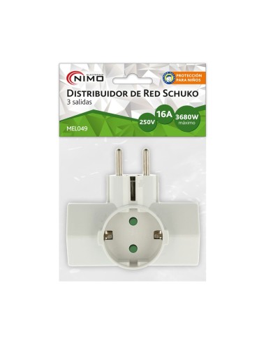 ADAPTADOR DE RED 1 MACHO A 3 HEMBRAS SCHUKO MEL049