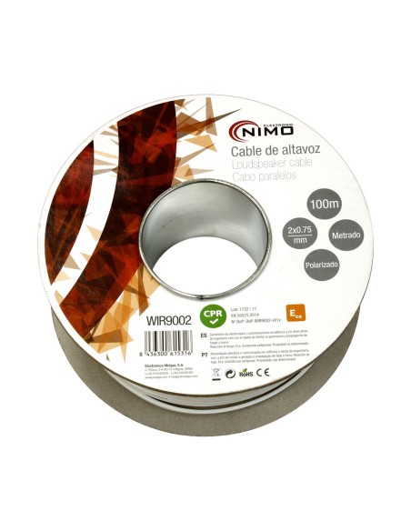 CABLE PARA ALTAVOZ 2X0.75MM, BLANCO POLARIZADO 100M WIR9002