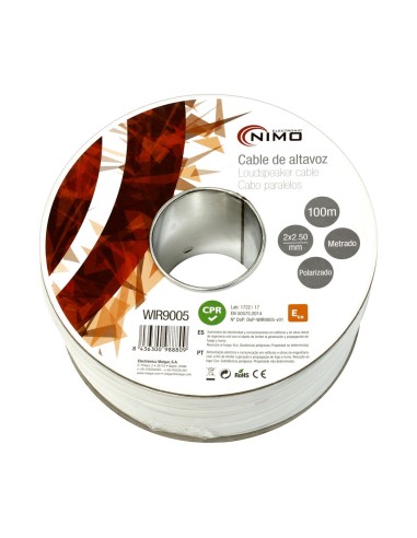 CABLE PARA ALTAVOZ 2X2.5MM, BLANCO POLARIZADO 100M WIR9005