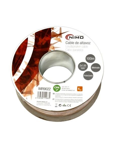 CABLE PARA ALTAVOZ 2X1.0MM, TRANSPARENTE