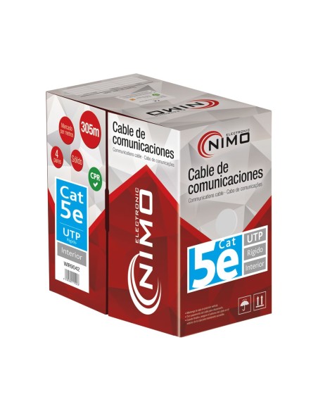 CABLE PARA DATOS UTP CAT.5E RIGIDO INTERIOR, 305M WIR9042