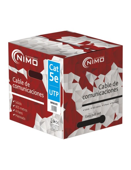 CABLE PARA DATOS UTP CAT.5E RIGIDO INTERIOR, 305M WIR9042R
