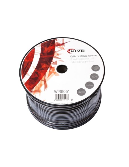CABLE PARA ALTAVOZ REDONDO, NEGRO 100M WIR9051