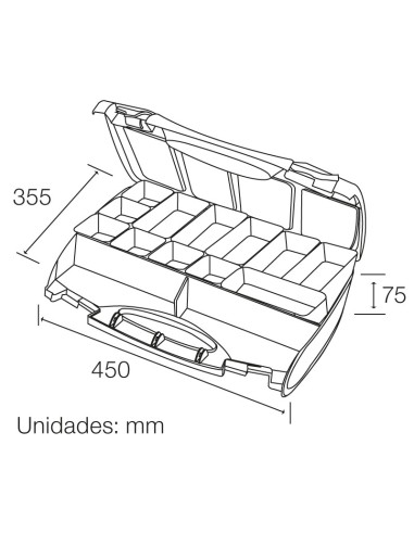 CAJA CLASIFICADORA CON ASA Y 12 CUBETAS INTERCAMBIABLES CM082