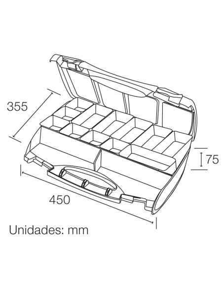 CAJA CLASIFICADORA CON ASA Y 12 CUBETAS INTERCAMBIABLES CM082