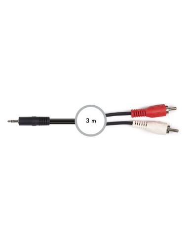 CABLE SEÑAL DE AUDIO JACK 3'5 MM ESTÉREO MACHO A 2 RCA MACHO FONESTAR AA-727-3