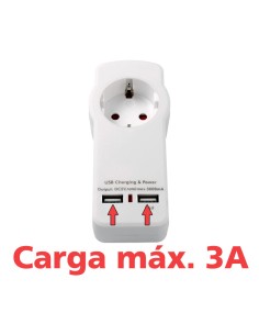 CARGADOR 2XUSB 5V/3A CON SCHUKO HEMBRA C 2