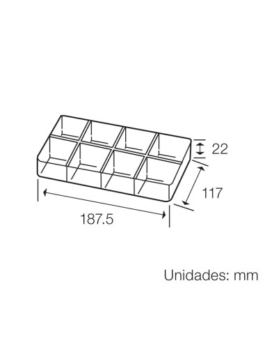 CAJA CLASIFICADORA CON 8 DEPARTAMENTOS