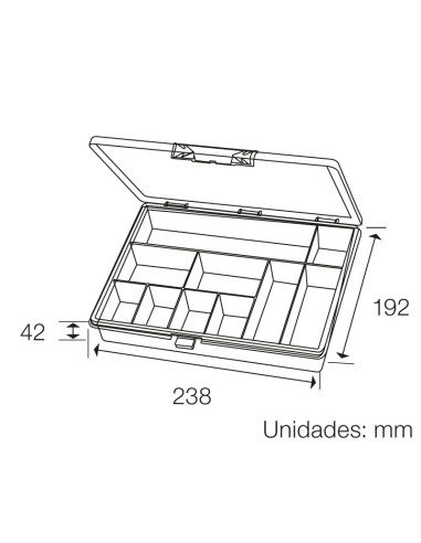 CAJA CLASIFICADORA CON 10 DEPARTAMENTOS