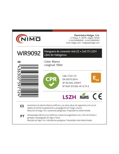 MANGUERA PARA ALARMA Y PORTERO 4+2 CABLE